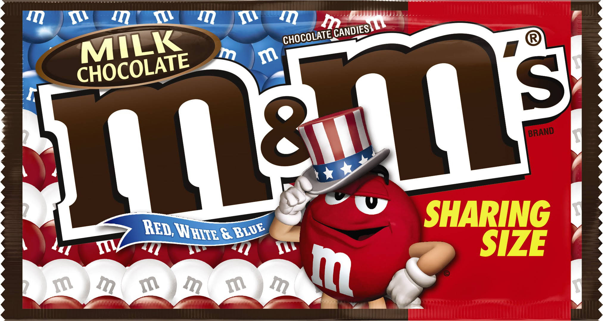 M&M's Chocolate Candies, Milk Chocolate, Red, White & Blue Mix, Share Size - 3.14 oz