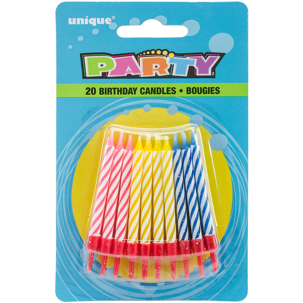 Unique Spiral Birthday Candles in Holders - 20ct
