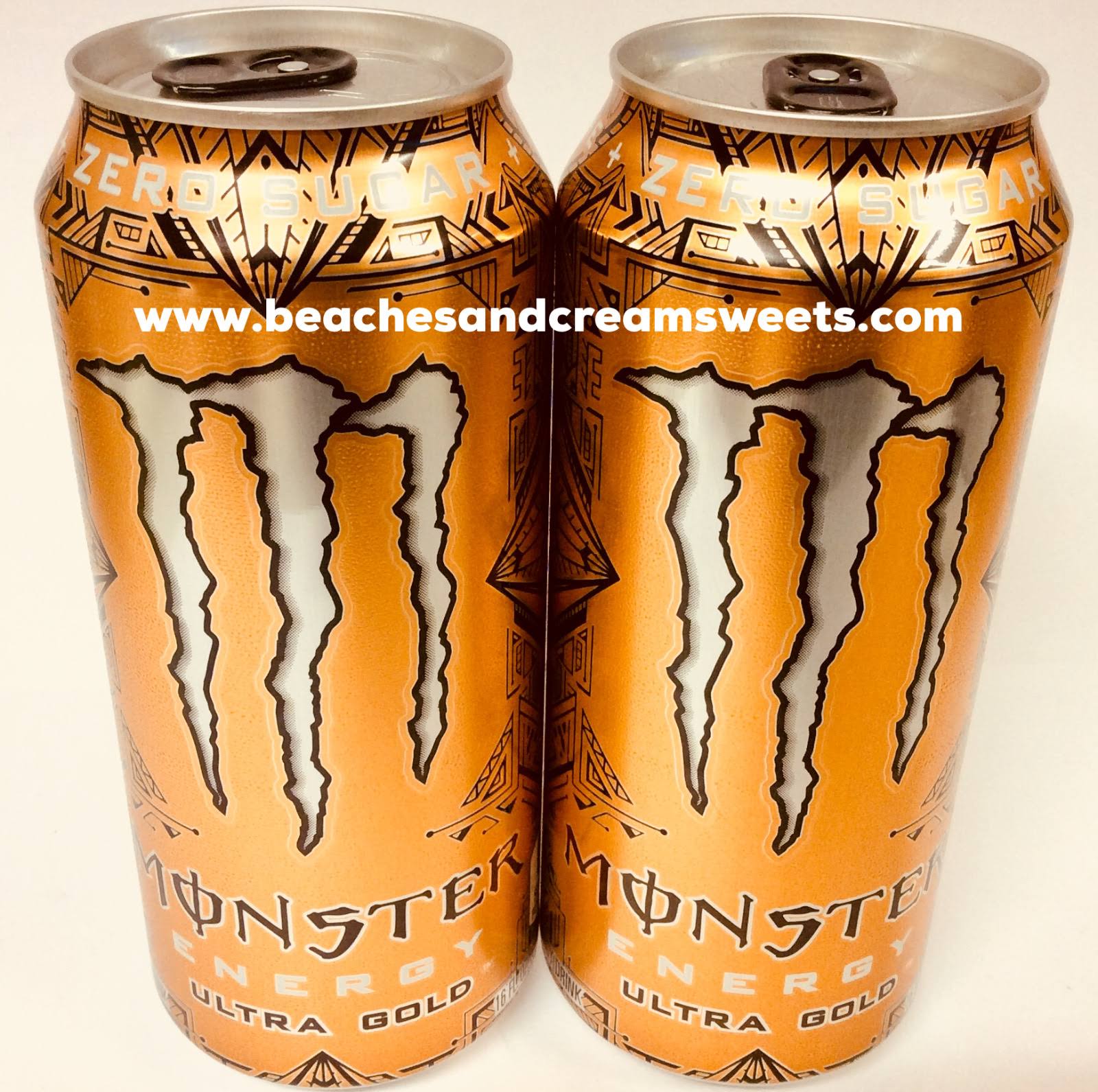 Two Cans of Monster Ultra Gold Rare American Import Caffeine Energy Drink