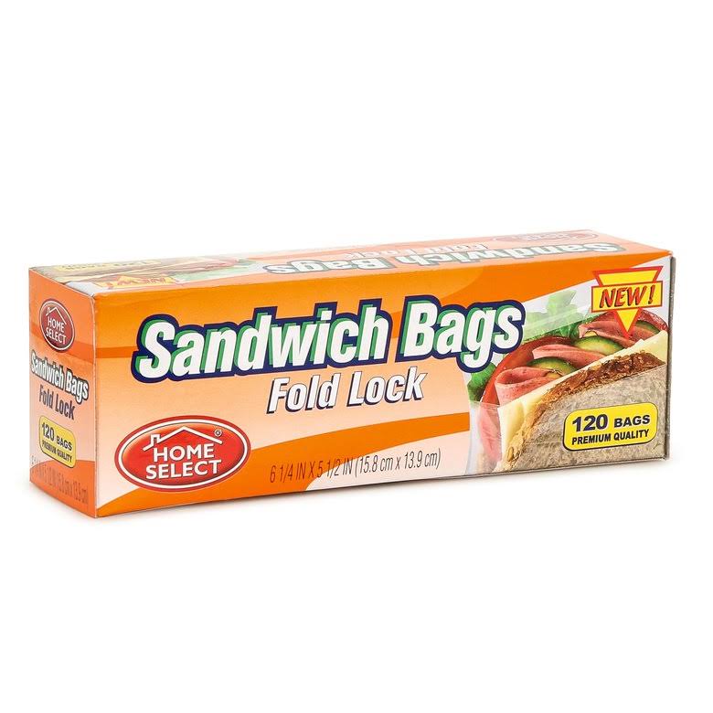 Home Select Sandwich Bags - Fold Lock, 120 Count