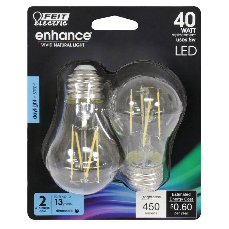 Feit Electric A15 Dimmable Filament Light Bulb - Clear Glass, 2pk, 40W Equivalent