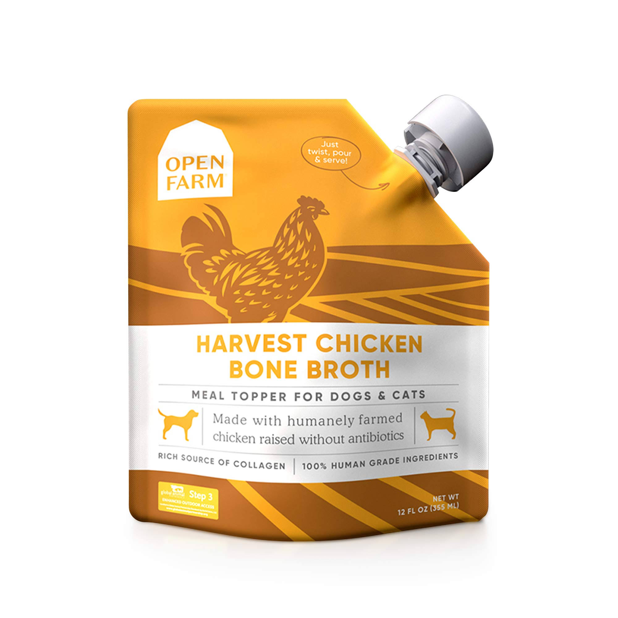 Open Farm Bone Broth for Dogs & Cats 12oz / Harvest Chicken