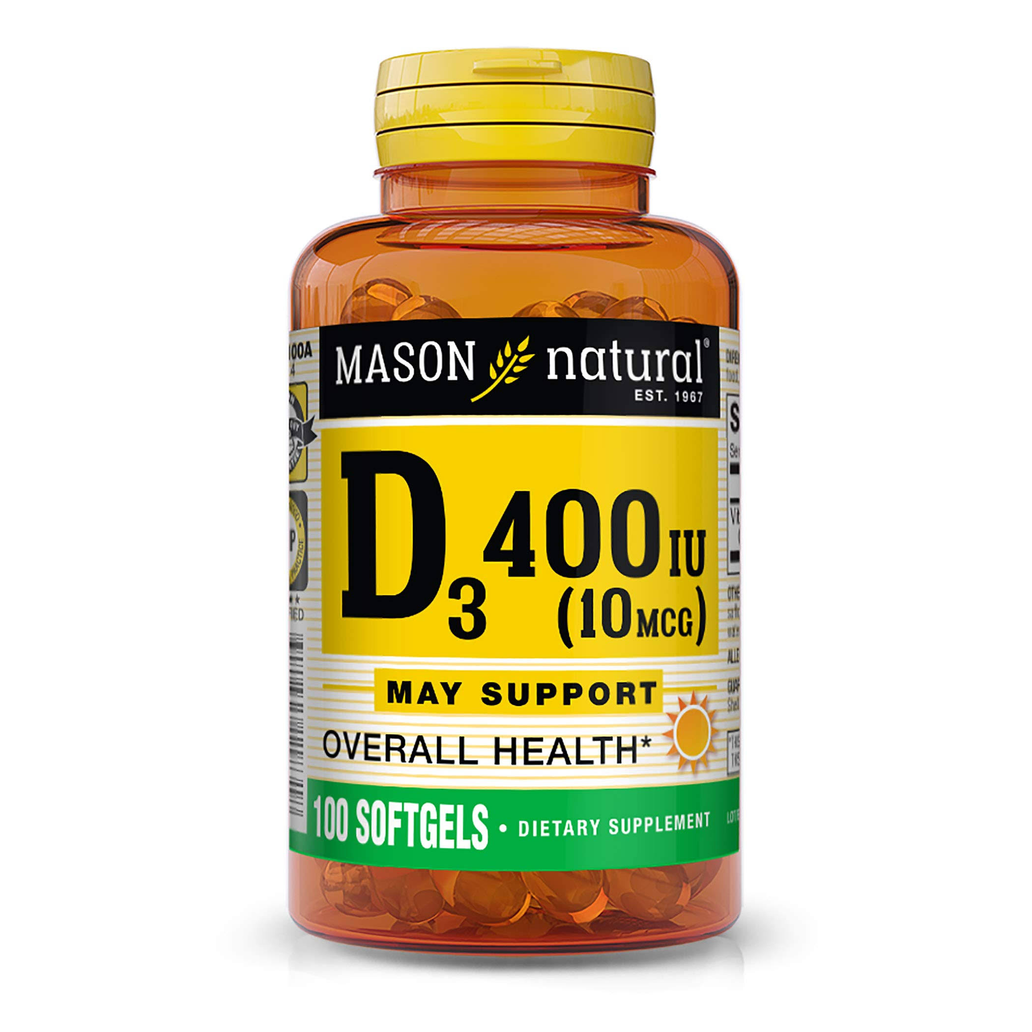 Mason Natural Vitamin D 400 IU Supplement - 100 Softgels
