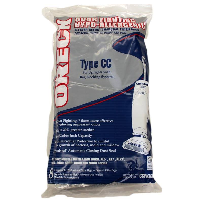 Oreck Vacuum Bags Replacement Oreck Elevate UK30100, UK30200, UK30300 CC Odor Fighting Vacuum Bags CCPK8OF / CCPK80H / AK1CC6H - 8 pack