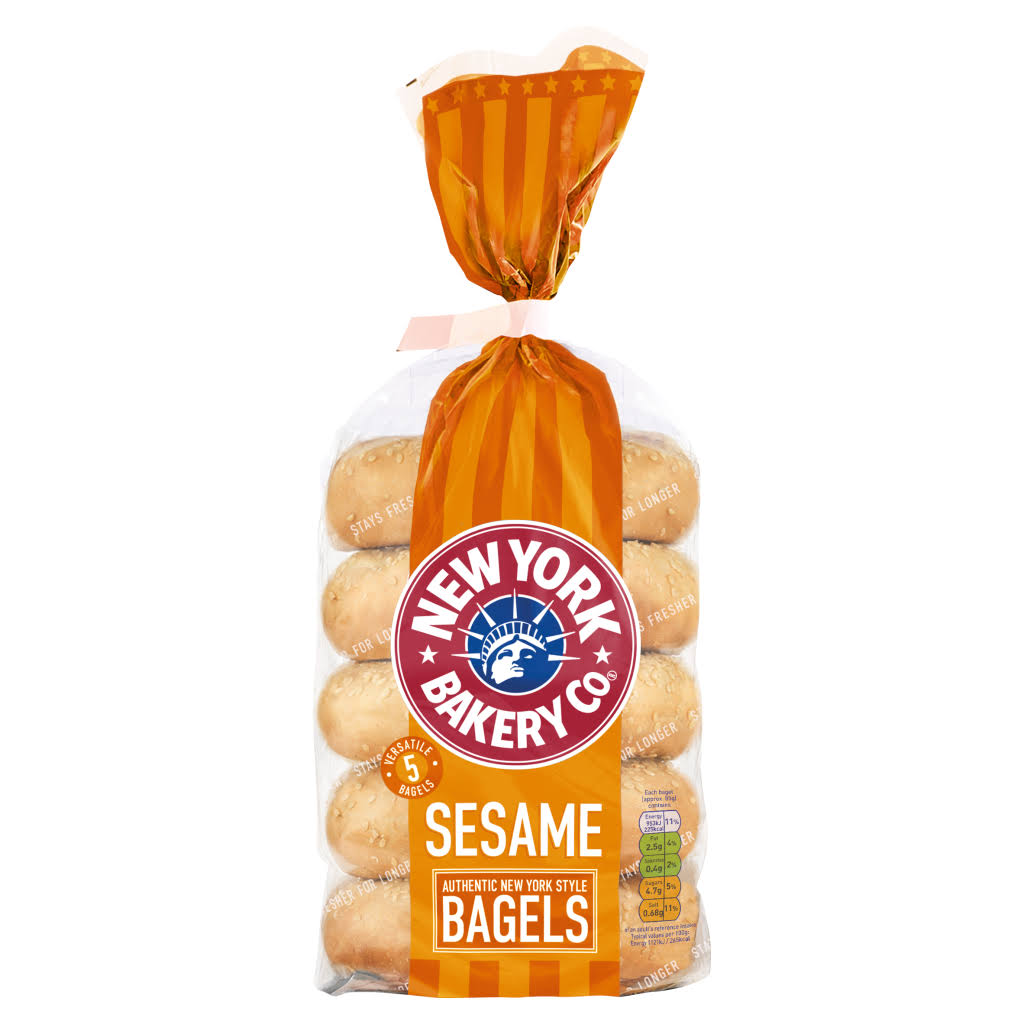 New York Bakery Co. Sesame Bagels - 5 Sesame Bagels, 425g