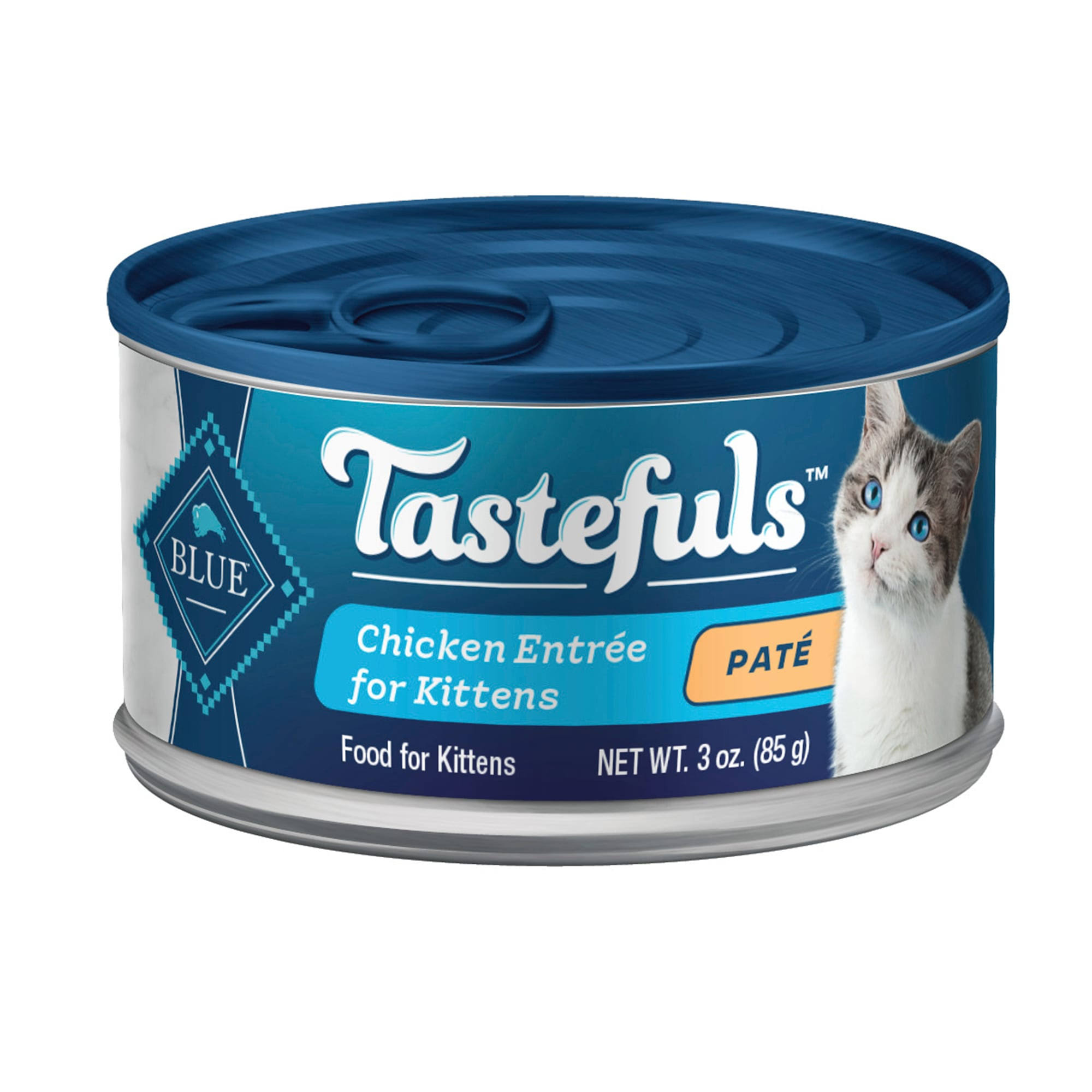 Blue Buffalo Tastefuls Natural Kitten Pate Wet Cat Food, Chicken Entrée 3-oz Cans