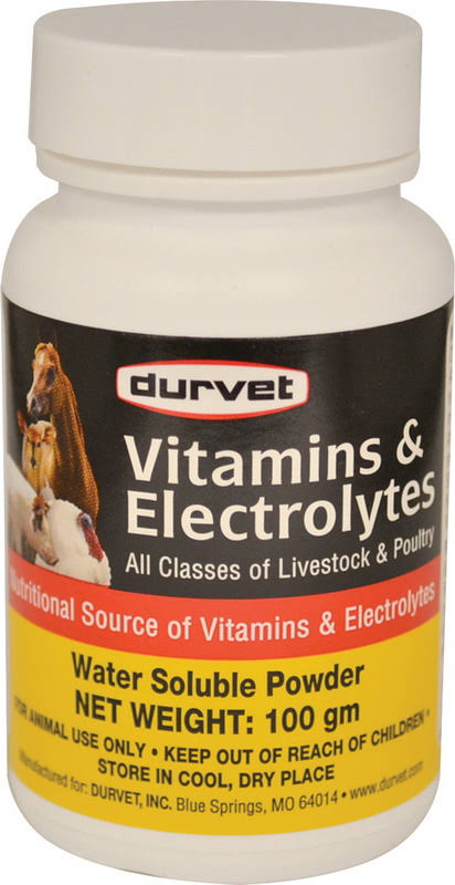 Durvet Vitamins Electrolyte Soluble Essential Vitamin Nutrient Supplement - 100g