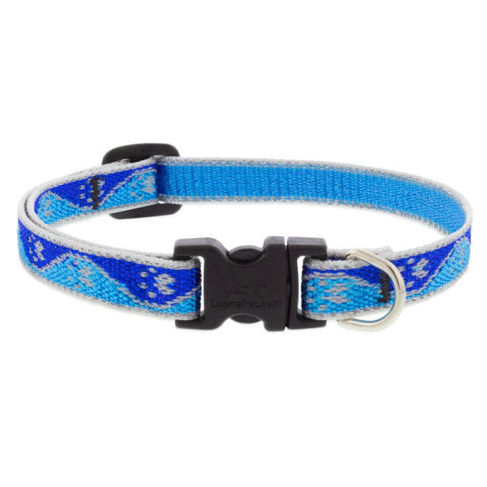 Lupine Reflective Dog Collar Blue Paws / 1/2in / 8-12 Adjustable