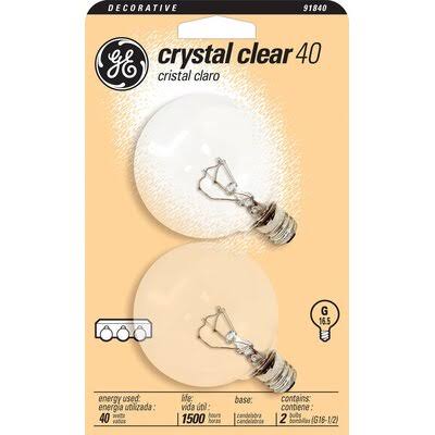 GE Lighting Candelabra Globe Bulbs - Crystal Clear, 2x40W