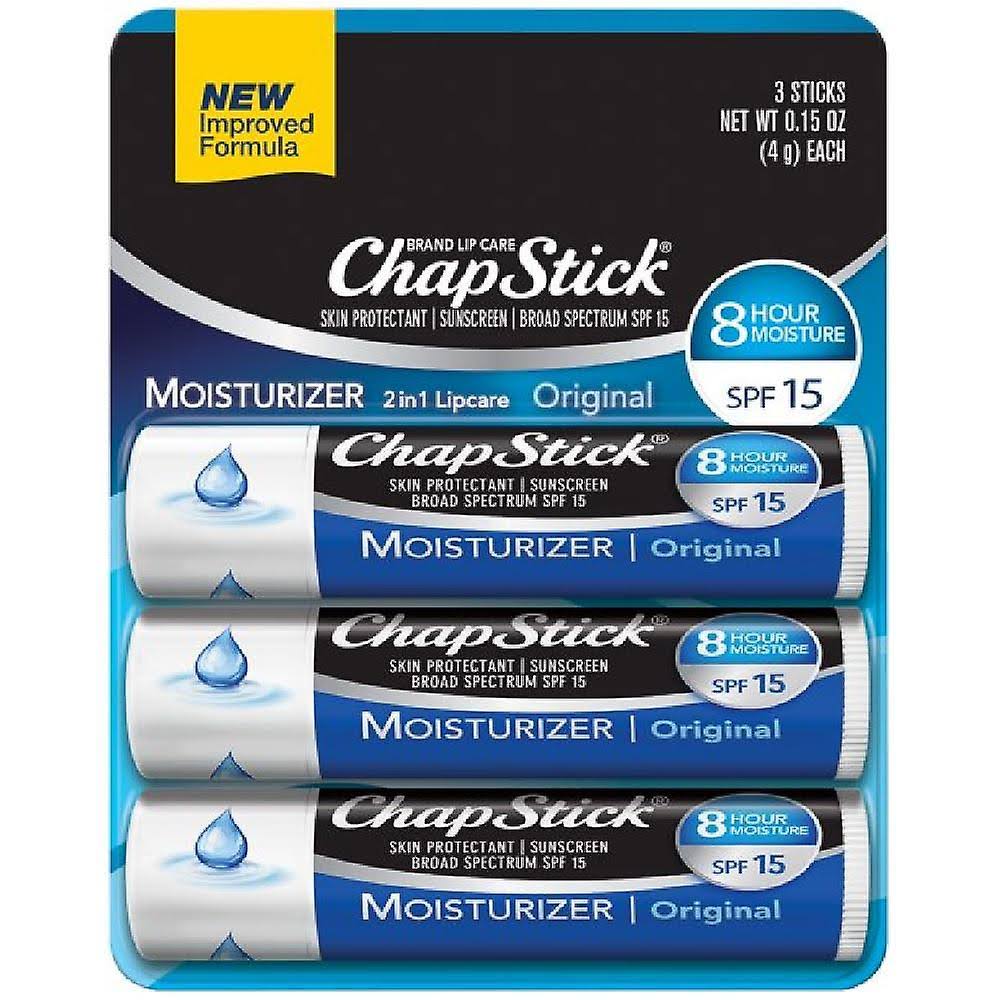 ChapStick Lip Moisturizer And Skin Protectant - Original, 0.15oz, 3ct