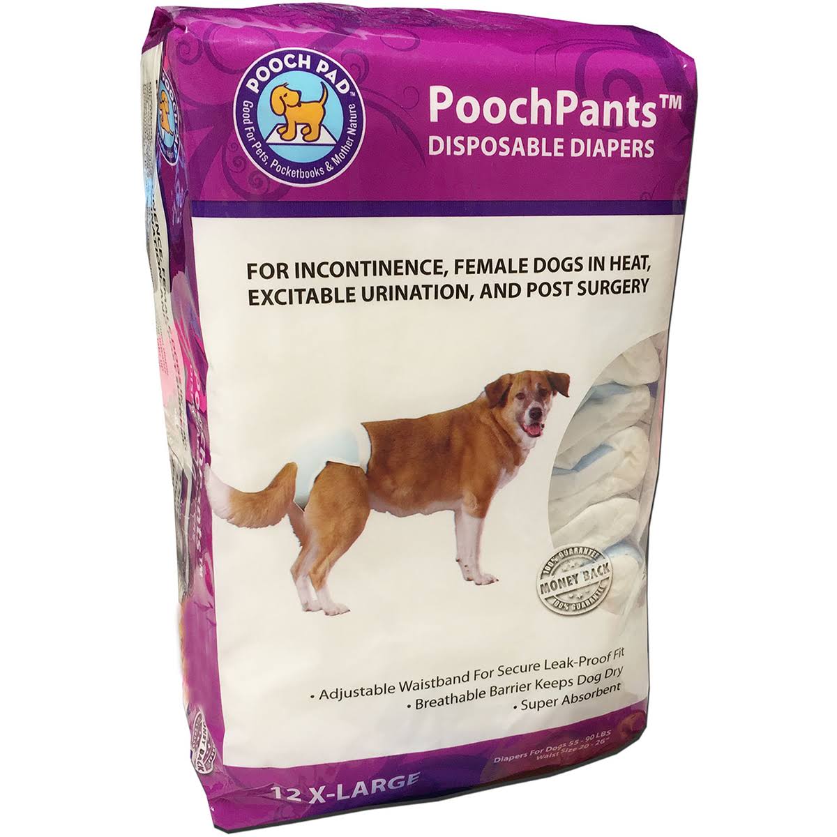PoochPad PoochPants Disposable Diaper-X-Large 12/Pkg-