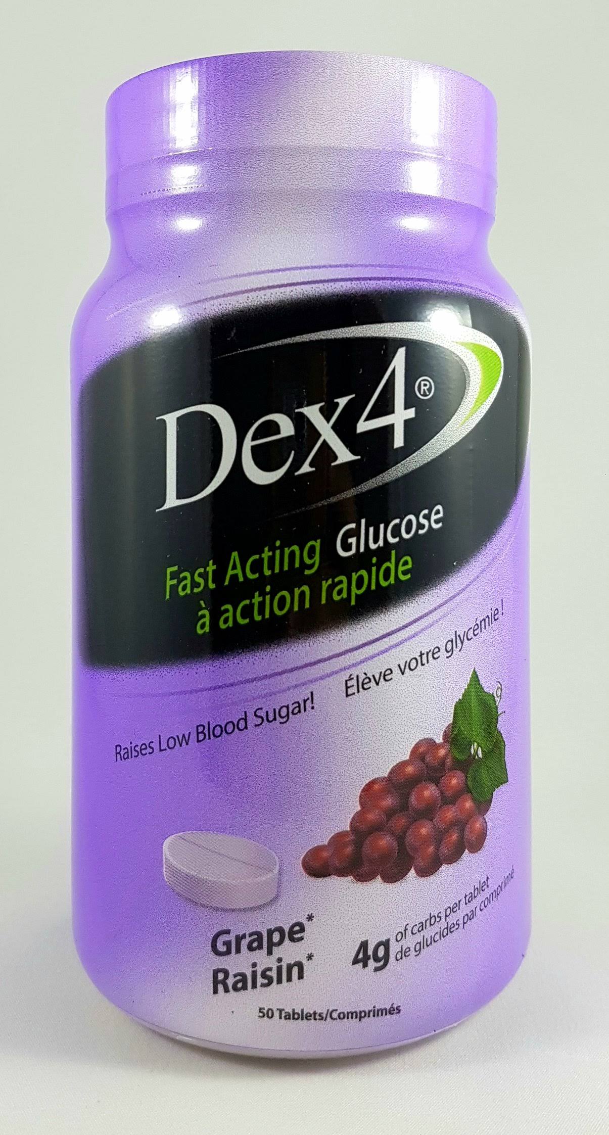 Dex4 Fast-Acting Glucose Tablets - Grape, 50 Tablets