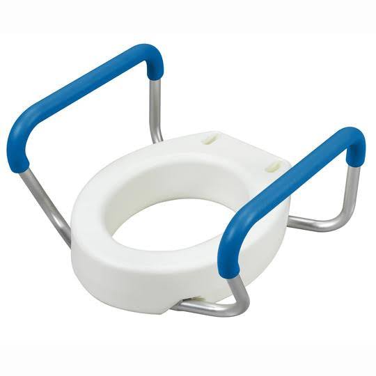 PCP Raised Toilet Seat, 4 inch Lift, Elevated Height, Removable Arms, Injury Recovery Handicapped
