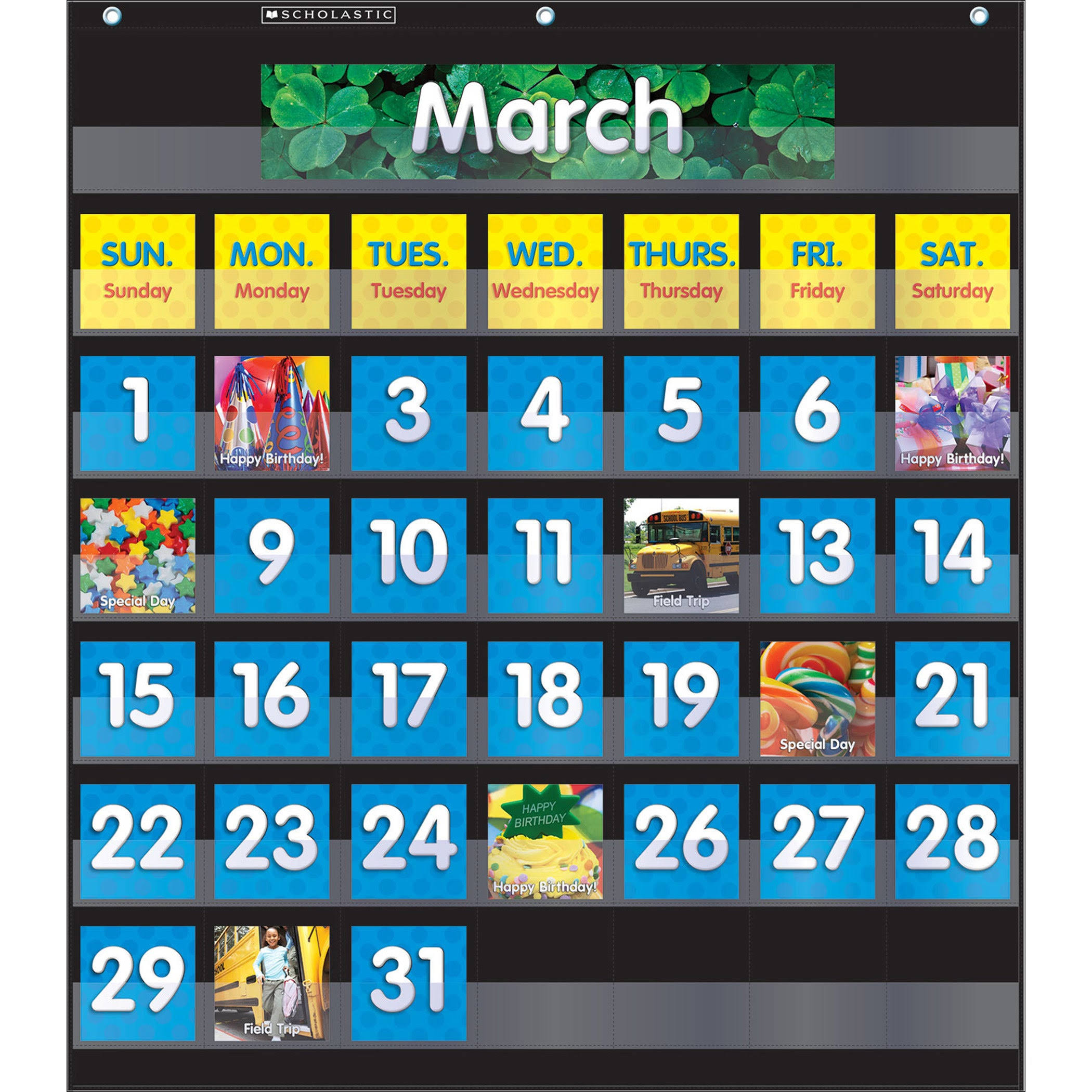 Monthly Calendar Pocket Chart - Black