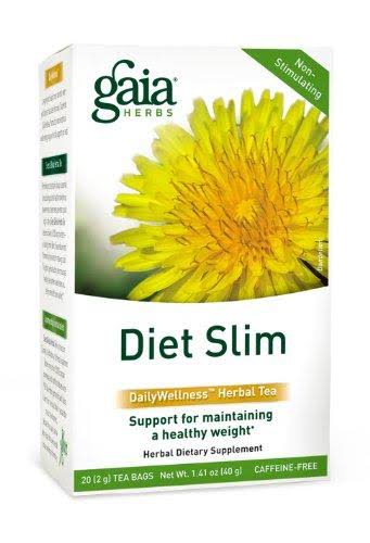 Gaia Herbs - Diet Slim Daily Wellness Herbal Tea - 20 Tea Bags, 40g