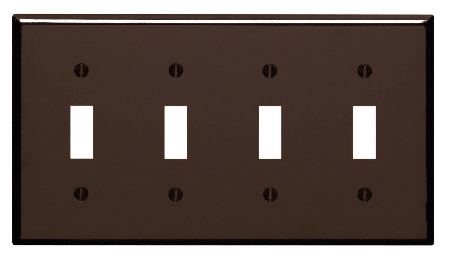 Leviton Toggle Device Switch Wall Plate - Brown, 4 gang