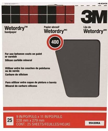3M Wetordry Sandpaper - 400 Grit, 25 Sheets