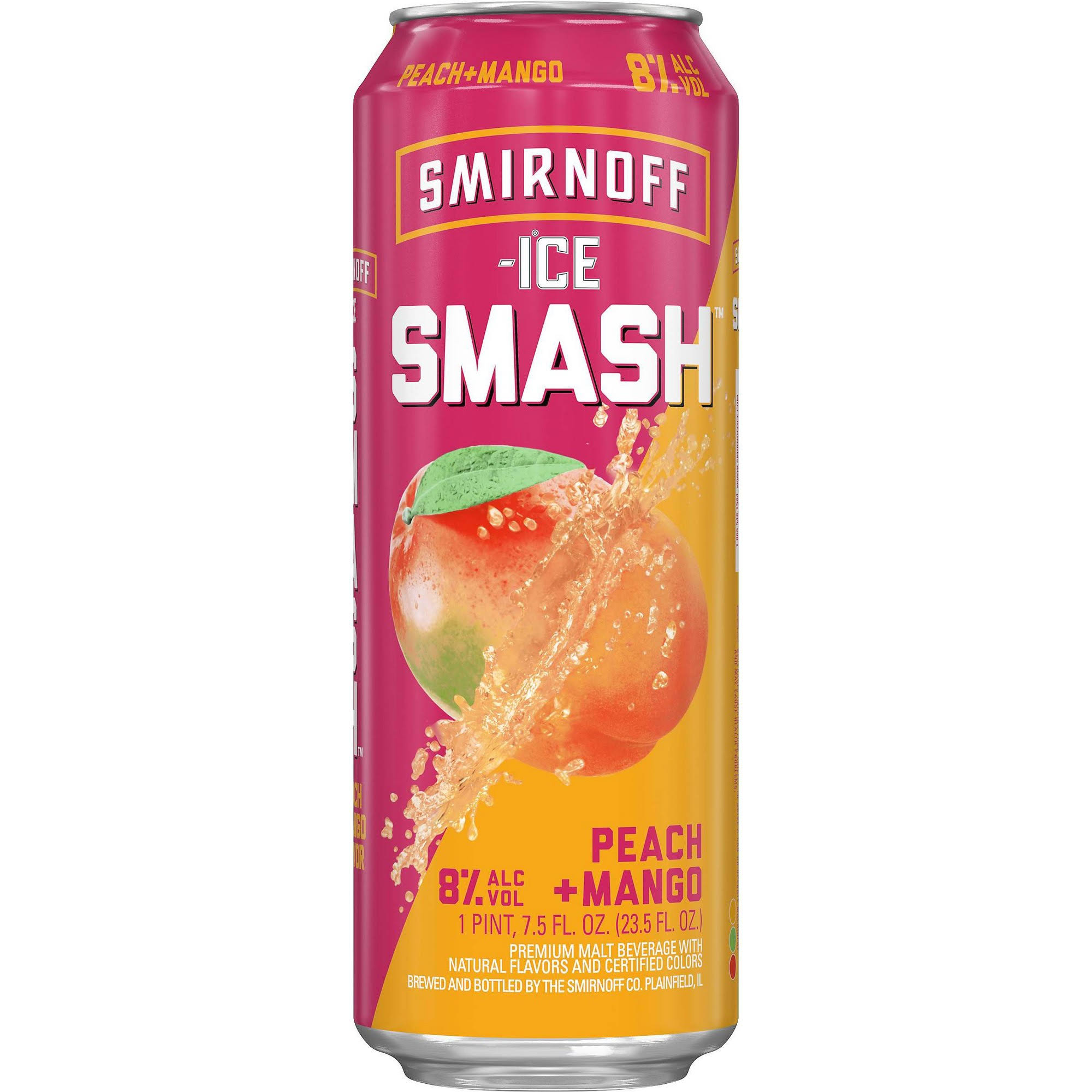 Smirnoff Ice Smash Beer, Peach + Mango - 1 pint 7.5 fl oz (23.5 fl oz)