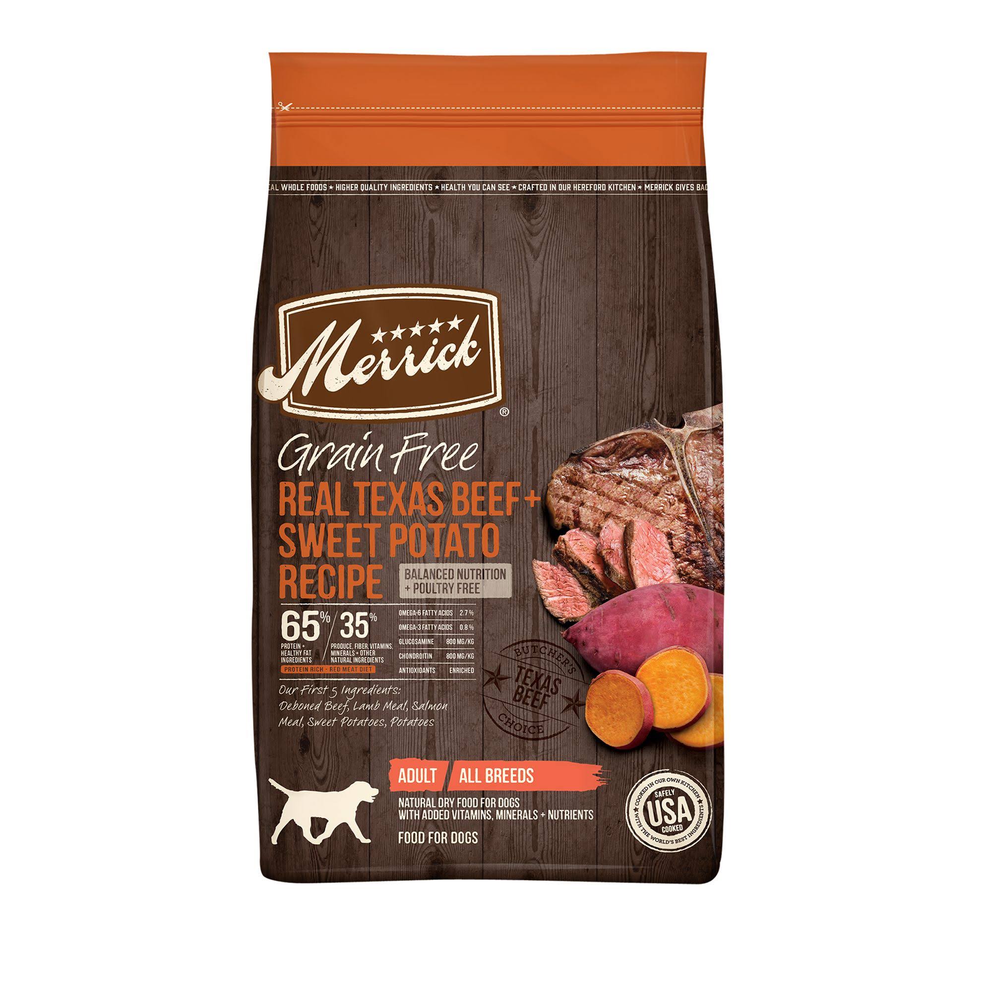 Merrick Grain Free Adult Dog Food - Real Texas Beef & Sweet Potato, 4 Lb