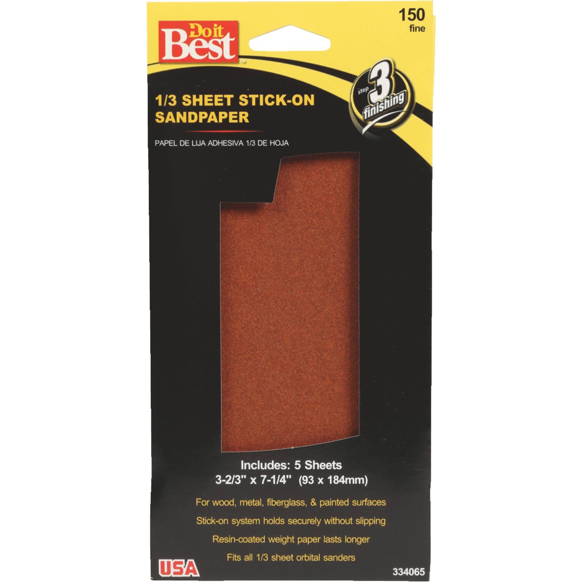 Do It Best 334065 Stick On Sanding Sheets - 1/3 Sheets, 5ct
