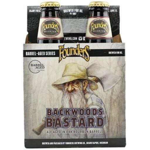 Founders Barrel-Aged Series Ale, Bourbon Barrels, Backwoods Bastard, Oak, - 4 bottles
