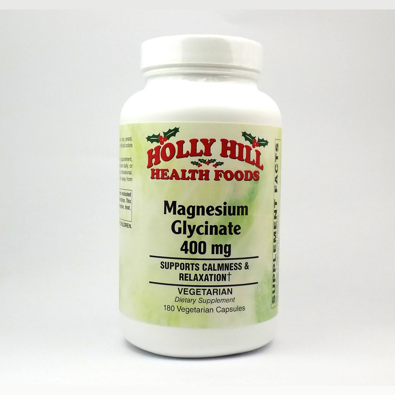 Holly Hill Health Foods Magnesium Glycinate 400mg, 180 Vegetable Capsu