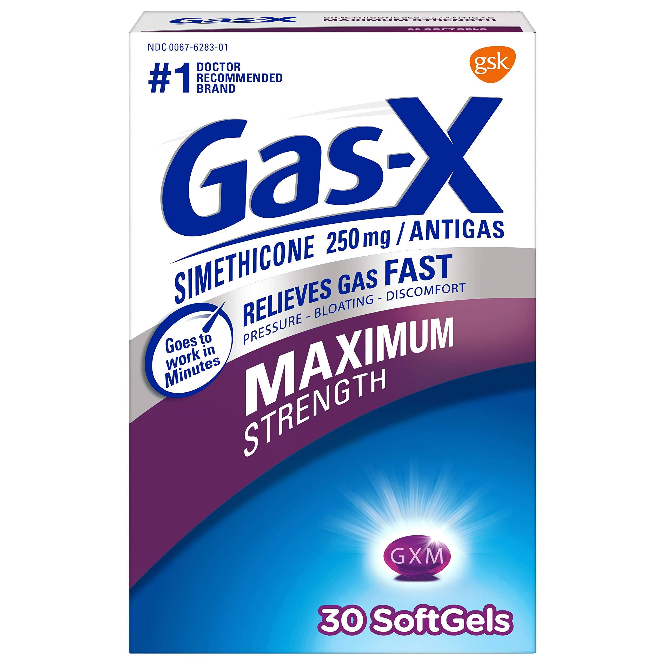 Gas X Maximum Strength Softgel - For Gas Relief, 250mg, 30ct