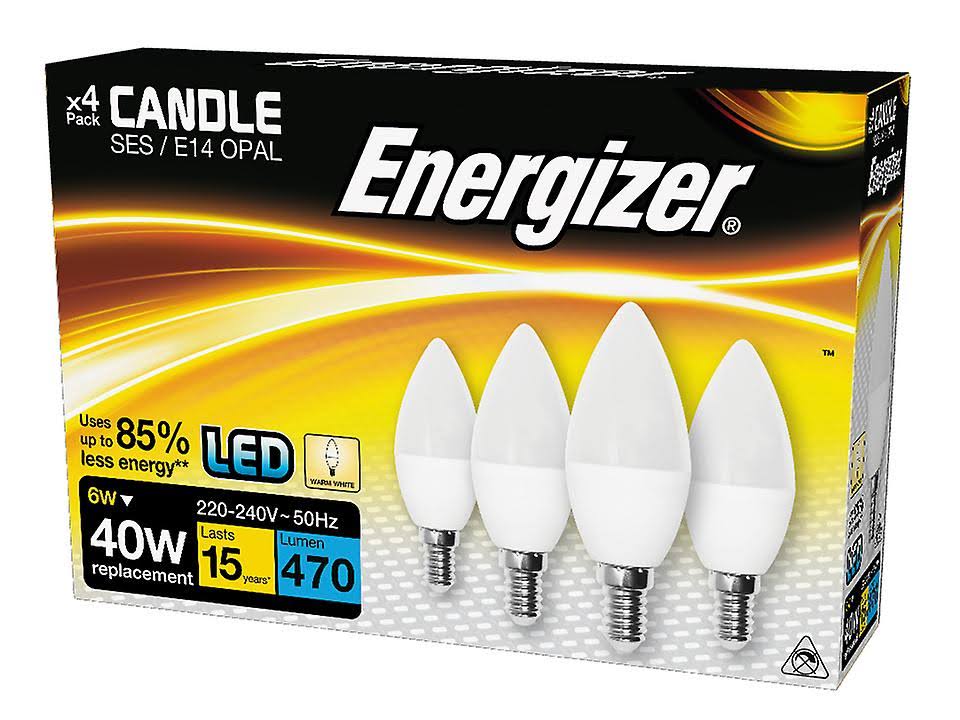 Energizer LED Candle Bulbs 5.9W = 40W SBC B15 SES E14 Opal 2700k Warm White 