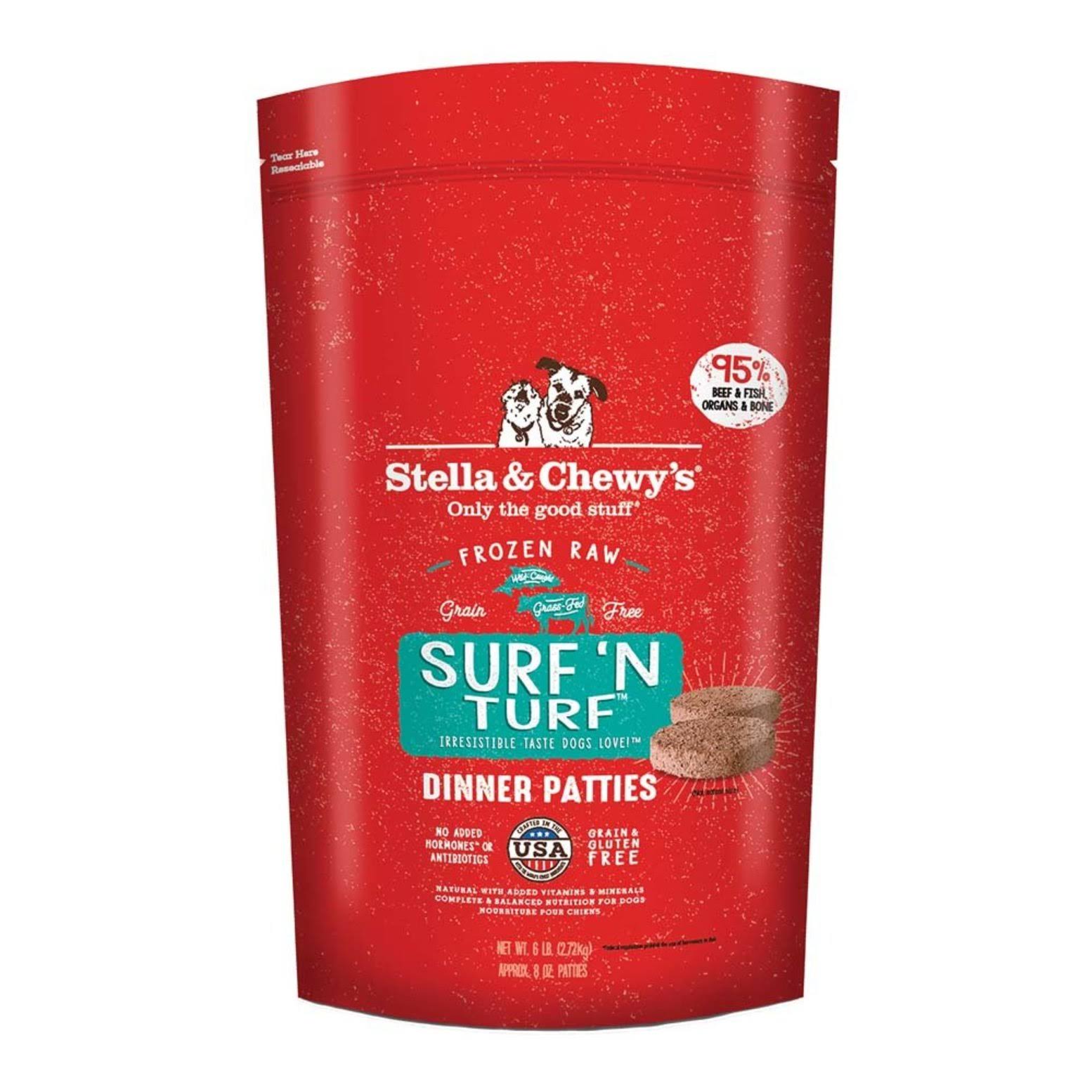 Stella & Chewy's Raw Frozen Surf 'N Turf Dinner Patties Dog Food 6 lbs