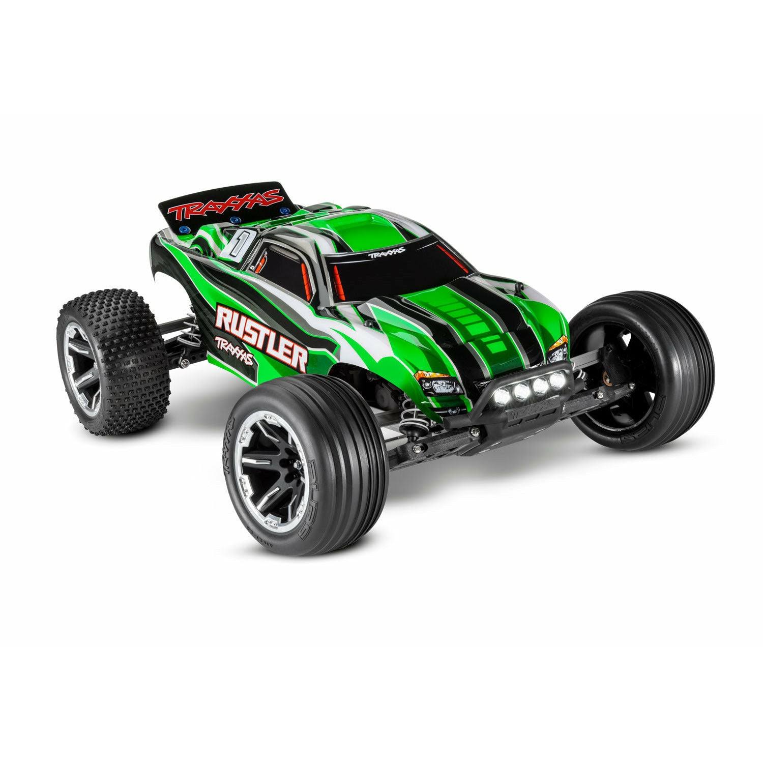 Traxxas 1/10 Rustler 2WD Stadium Truck, RTR with Led Lights Green