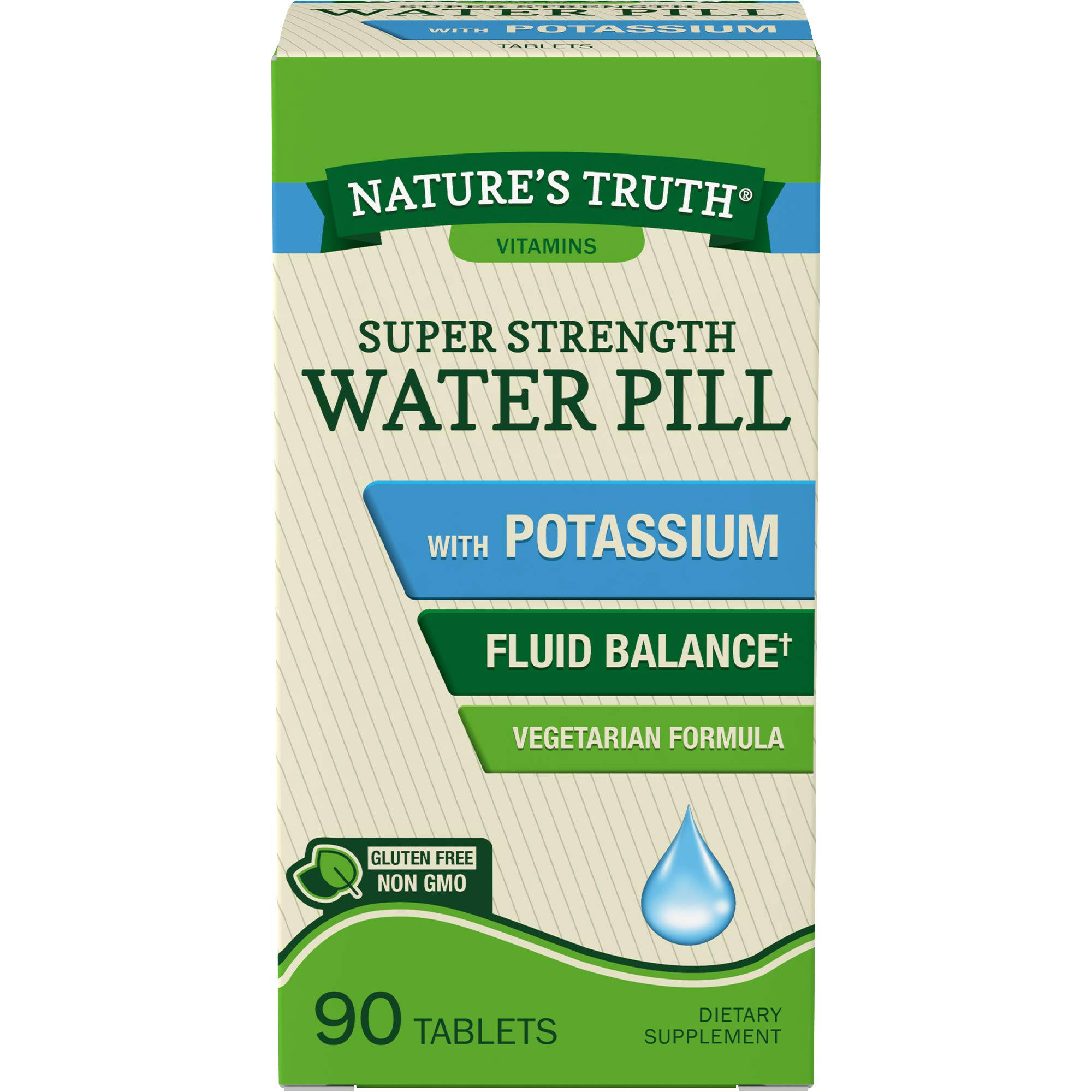 Nature's Truth Super Strength Water Pill - With Potassium, 90 Coated Caplets
