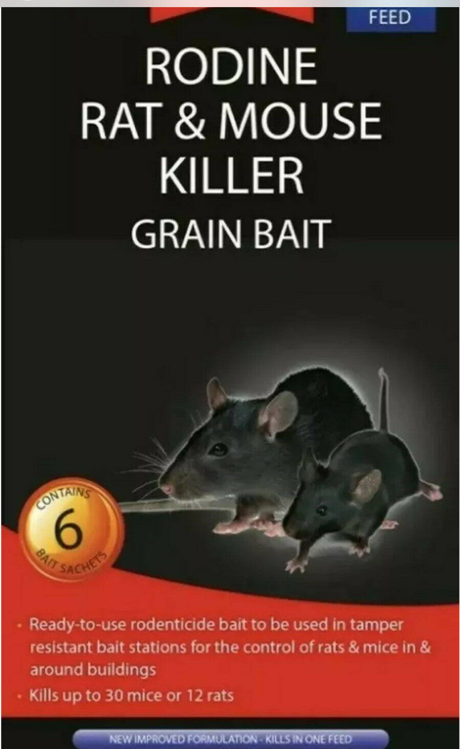Rentokil Rodine Rat and Mouse Killer Grain Bait - Pack of 6