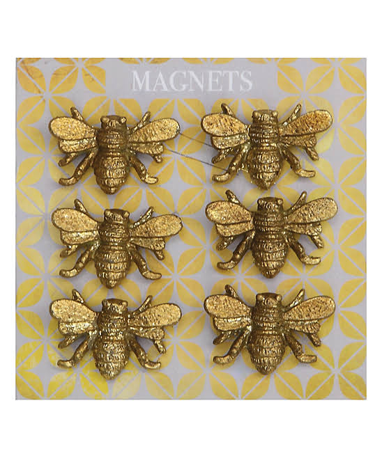 Creative Co-op Pewter Bee Magnets - Set of 6
