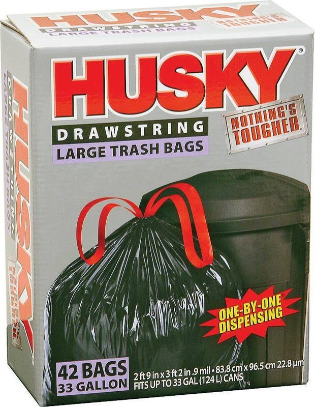 Poly-America Husky Drawstring Trash Bags - Large, x42