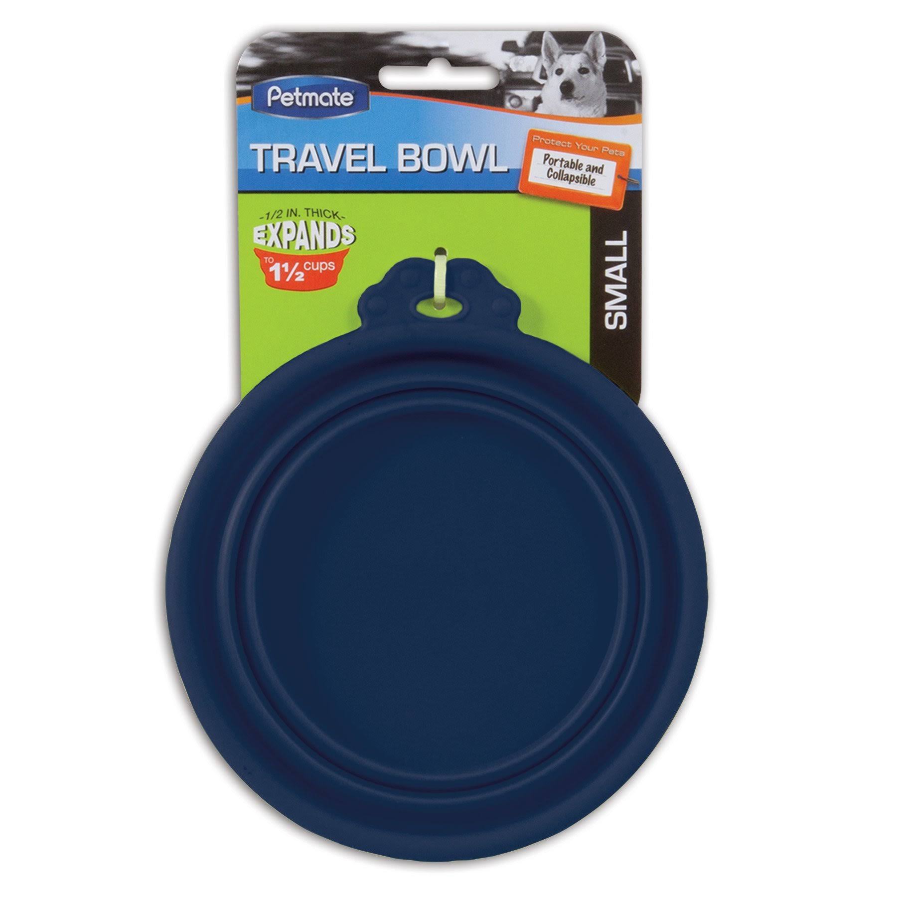 Petmate Travel Bowl - Navy Blue, Silicone, Round