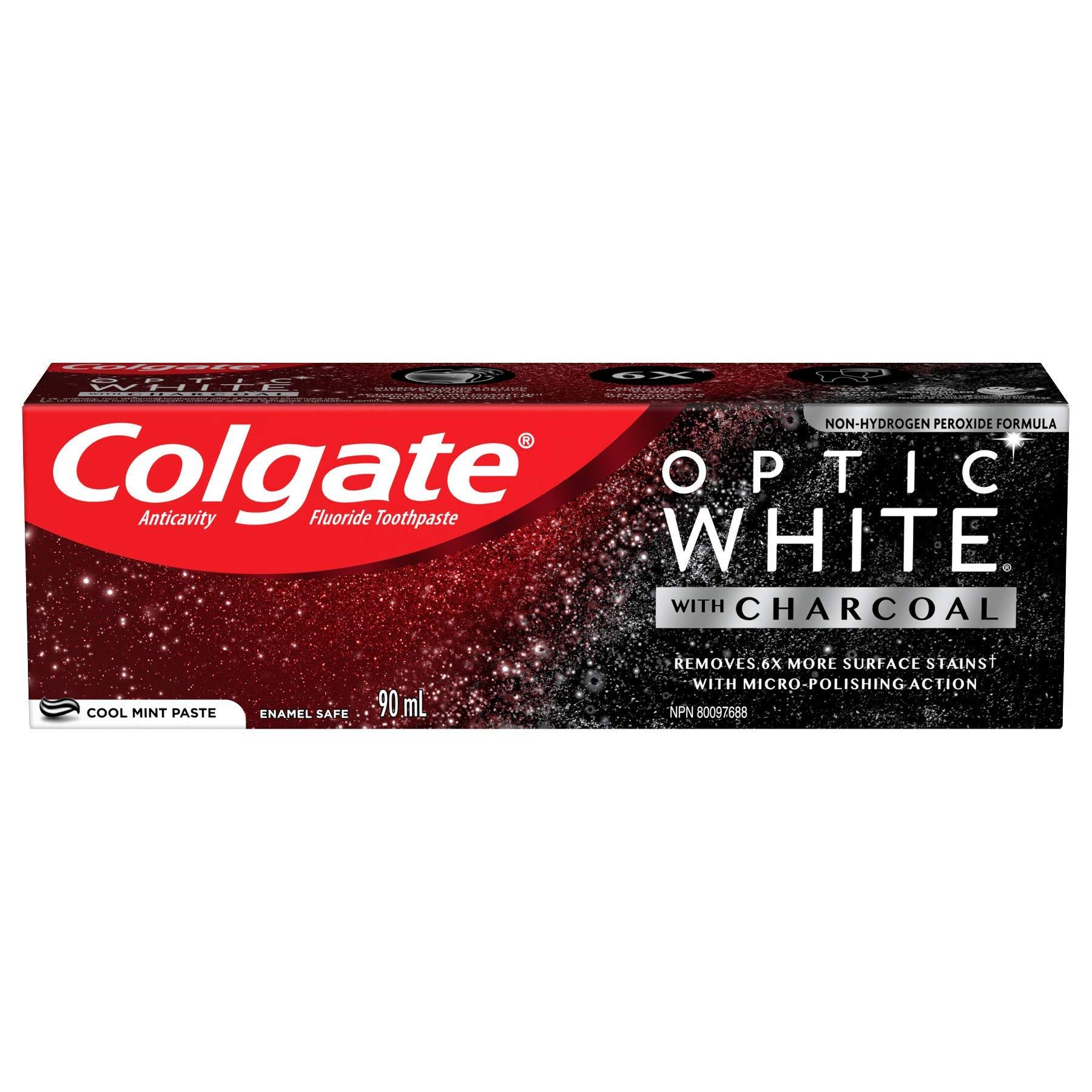 Colgate Optic White Teeth Whitening Charcoal Toothpaste, Cool Mint - 90Ml