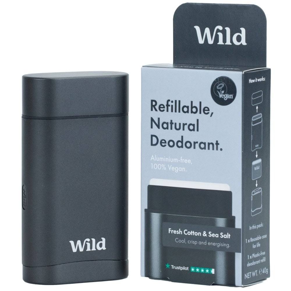 Wild Fresh Cotton & Sea Salt Refillable Natural Deodorant with Aluminium Case 40G