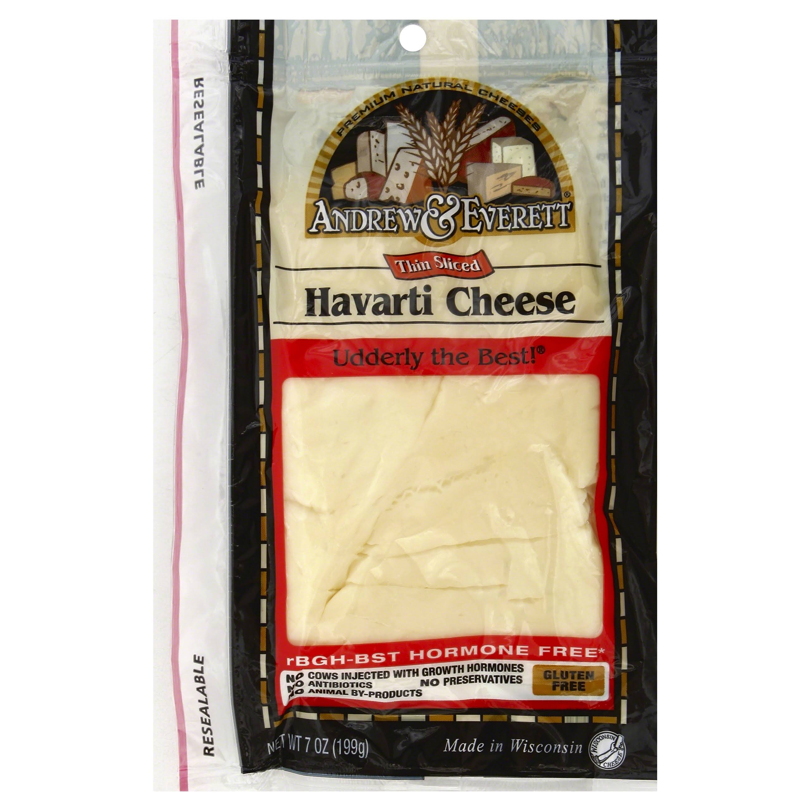 Andrew & Everett Cheese, Thin Sliced, Havarti - 7 oz