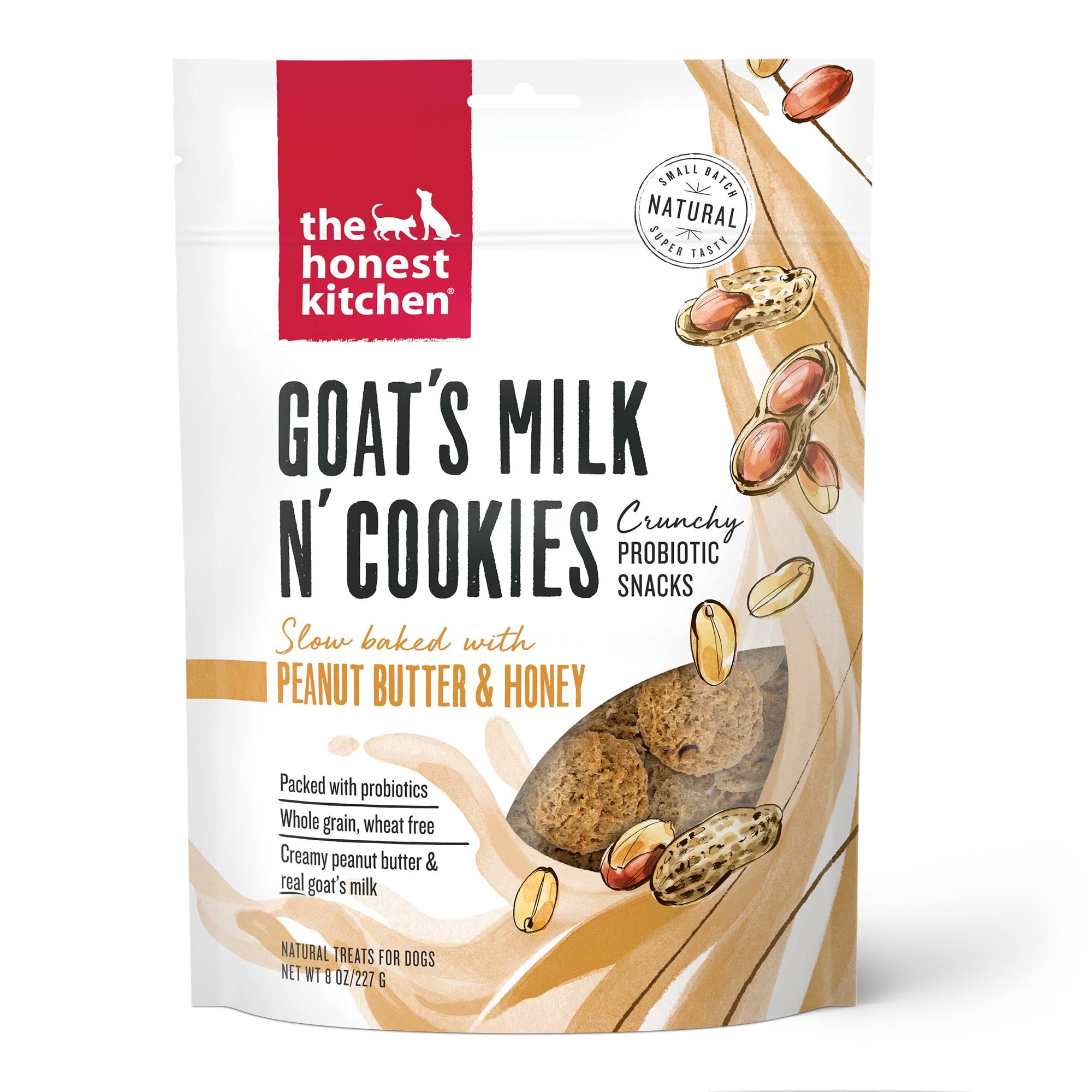 The Honest Kitchen Goat's Milk N' Cookies Peanut Butter & Honey Dog Treats, 8-oz