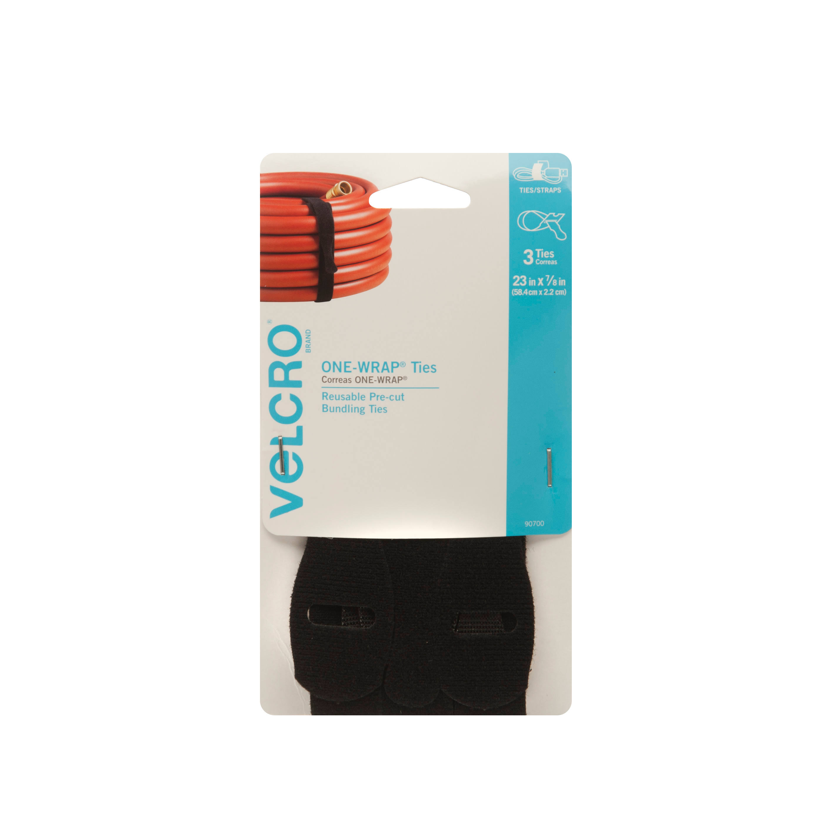 Velcro One-Wrap Ties - x3, Black