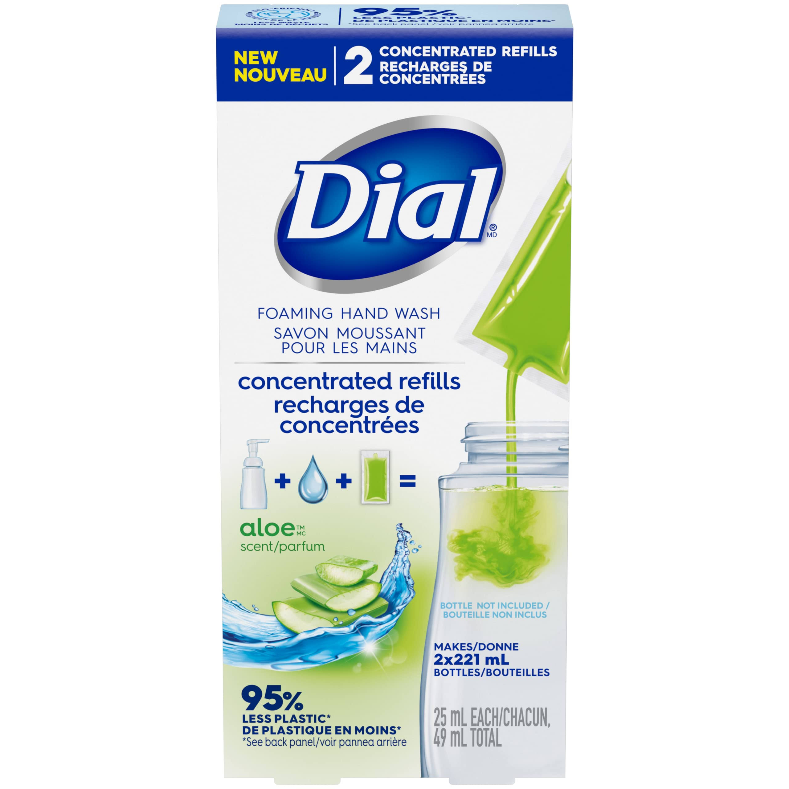Dial Aloe-Scented Foaming Hand Wash Concentrated Refill - 2 ct
