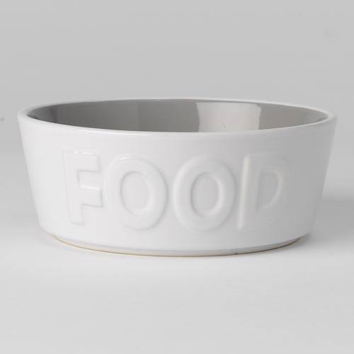 Petrageous 14013 Back to Basics Food White/Gray 2.5 Cups Bowl