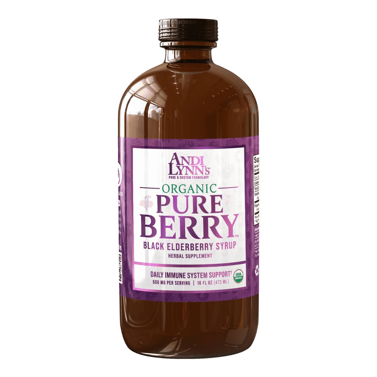 Andi Lynns Pure Black Elderberry Syrup With Honey - Original Sambucus