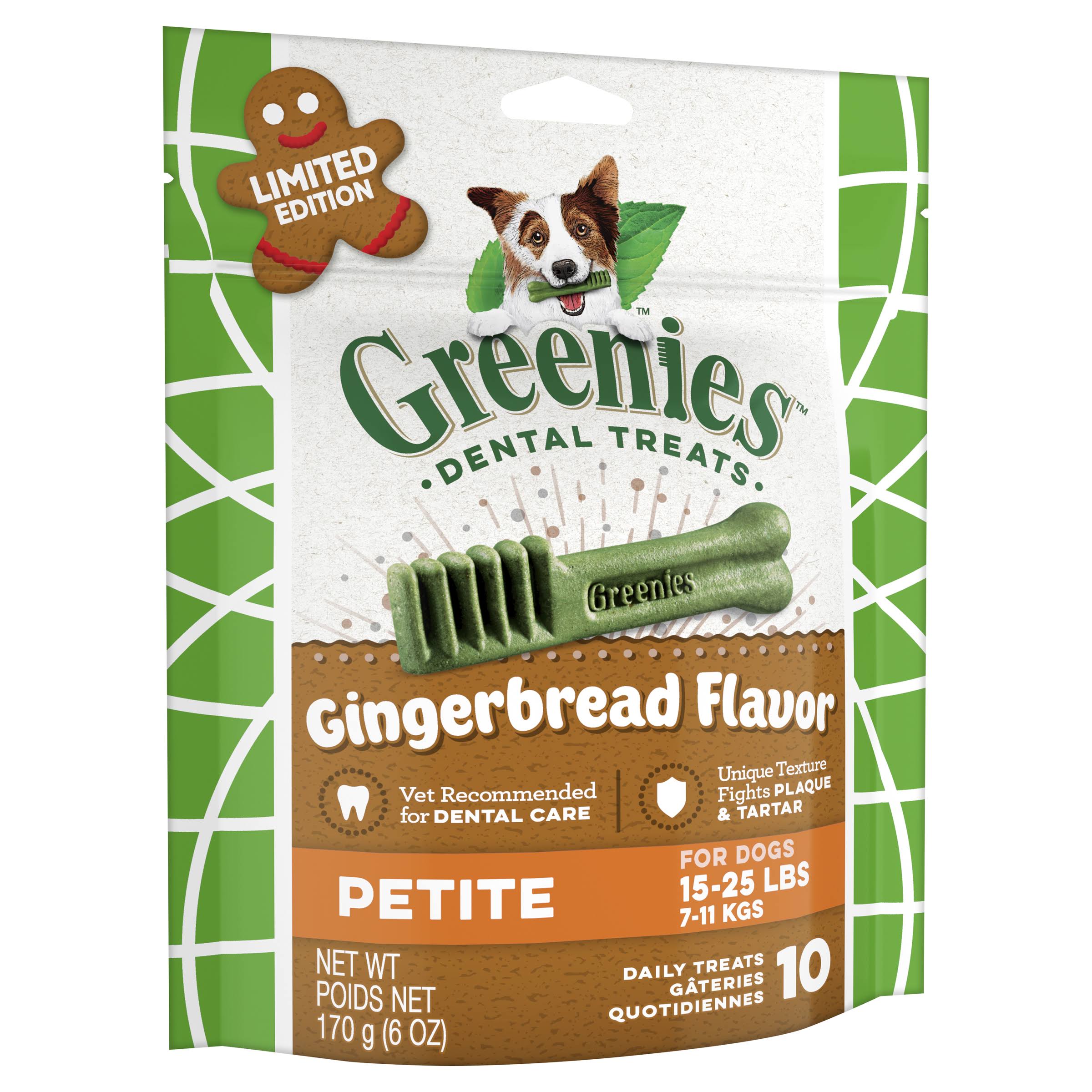 Greenies Gingerbread Flavor Petite Dental Dog Treats, 6 OZ. Pack (10