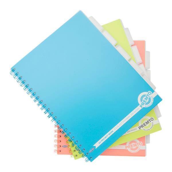 Premto Multipack | Neon A4 5 Subject Project BOOK 250 Pages - Pack of 3