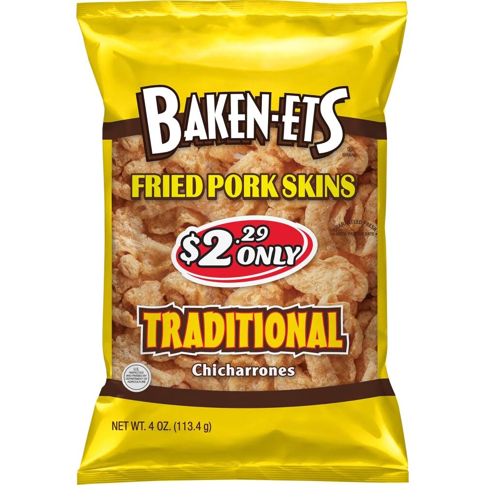 Baken-Ets Fried Pork Skins, Traditional, Chicharrones - 4 oz
