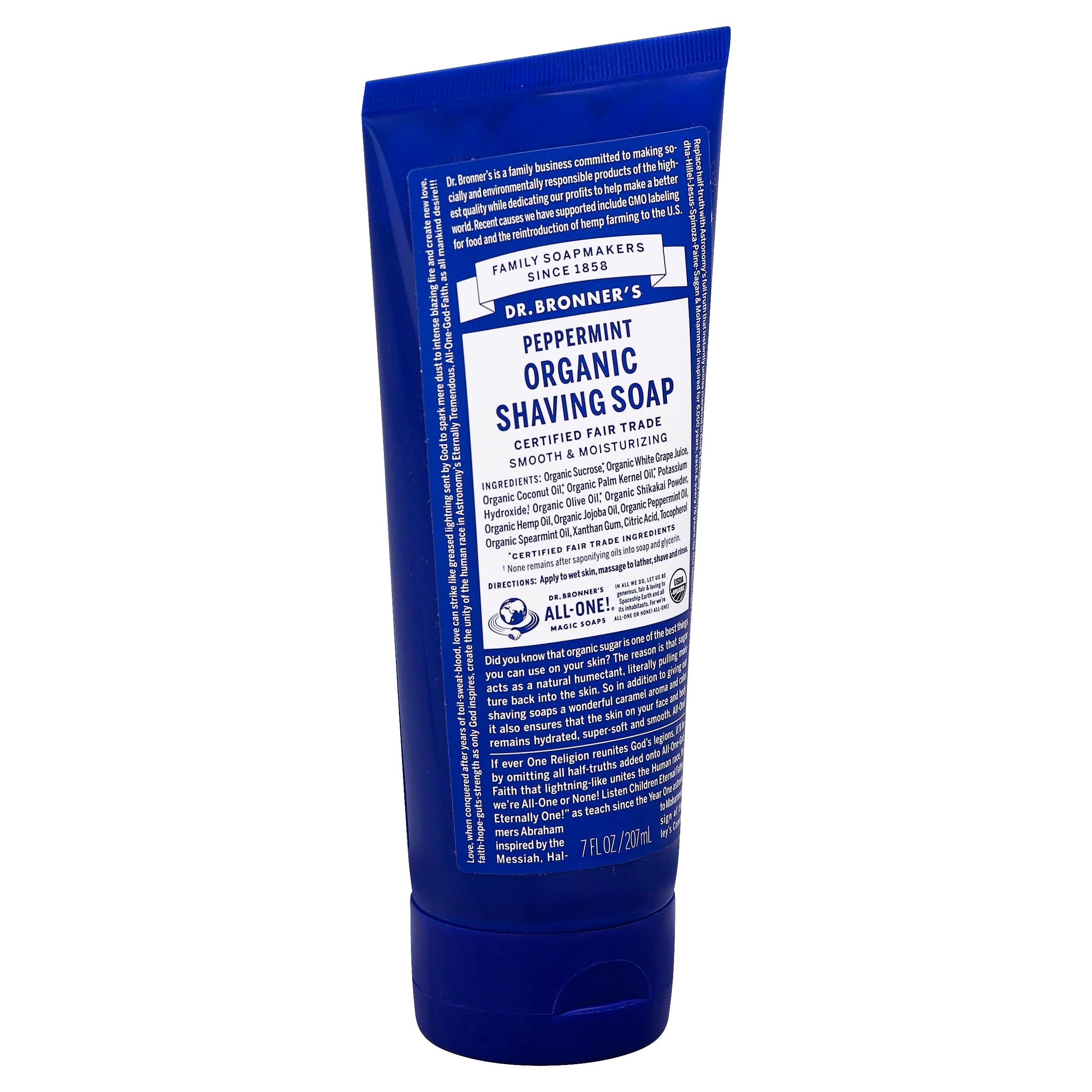Dr. Bronner's Magic Organic Shaving Soap Gel - Spearmint Peppermint, 208ml