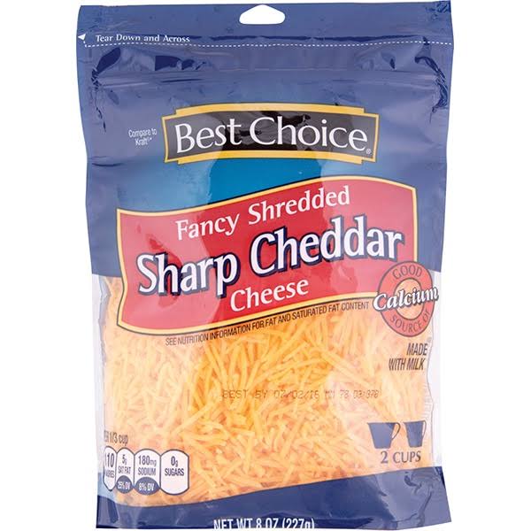 Best Choice Shredded Cheese, Fancy, Sharp Cheddar - 8 oz