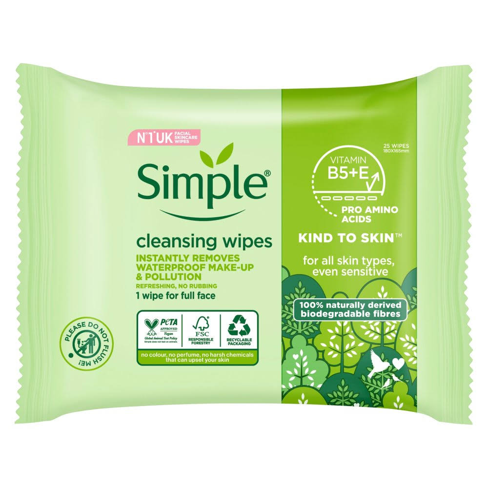 Simple Kind To Skin Cleansing Wipes 25 Pack Delivered to Canada