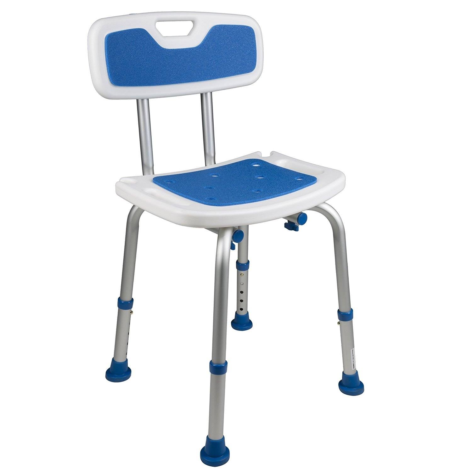 PCP Padded Bath Safety Seat - with Backrest, White and Blue